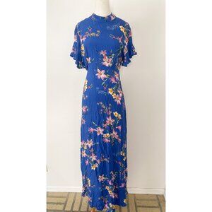 Ghost London Maxi Floral Dress Blue Tropical